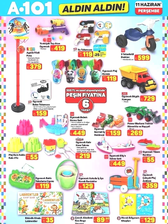 A101 ALDIN ALDIN KATALOĞU 11 HAZİRAN 2026 TAMAMI || A101 aktüel afişi bu hafta yeni neler geliyor, hangi ürünler var A101 indirim broşürü ile trambolin, kano seti, vantilatör, su parkı, araç süpürgesi, şarjlı vidalama geliyor...